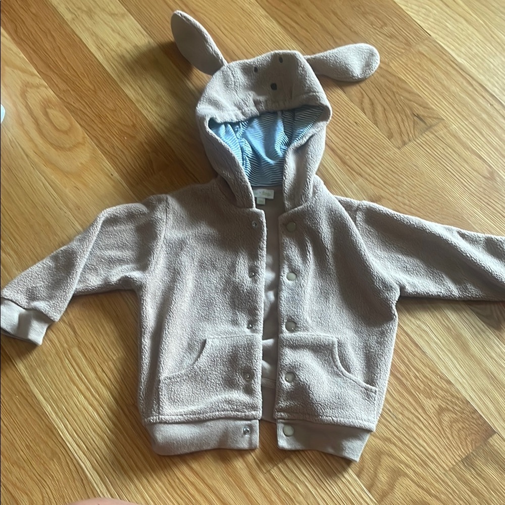 Cozy Tan Kids fleece jacket with Ears
